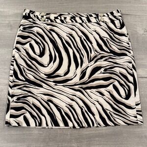 Ann Taylor LOFT Zebra Print Lined Mini Skirt Neutral Tones Career Dress Work 12P